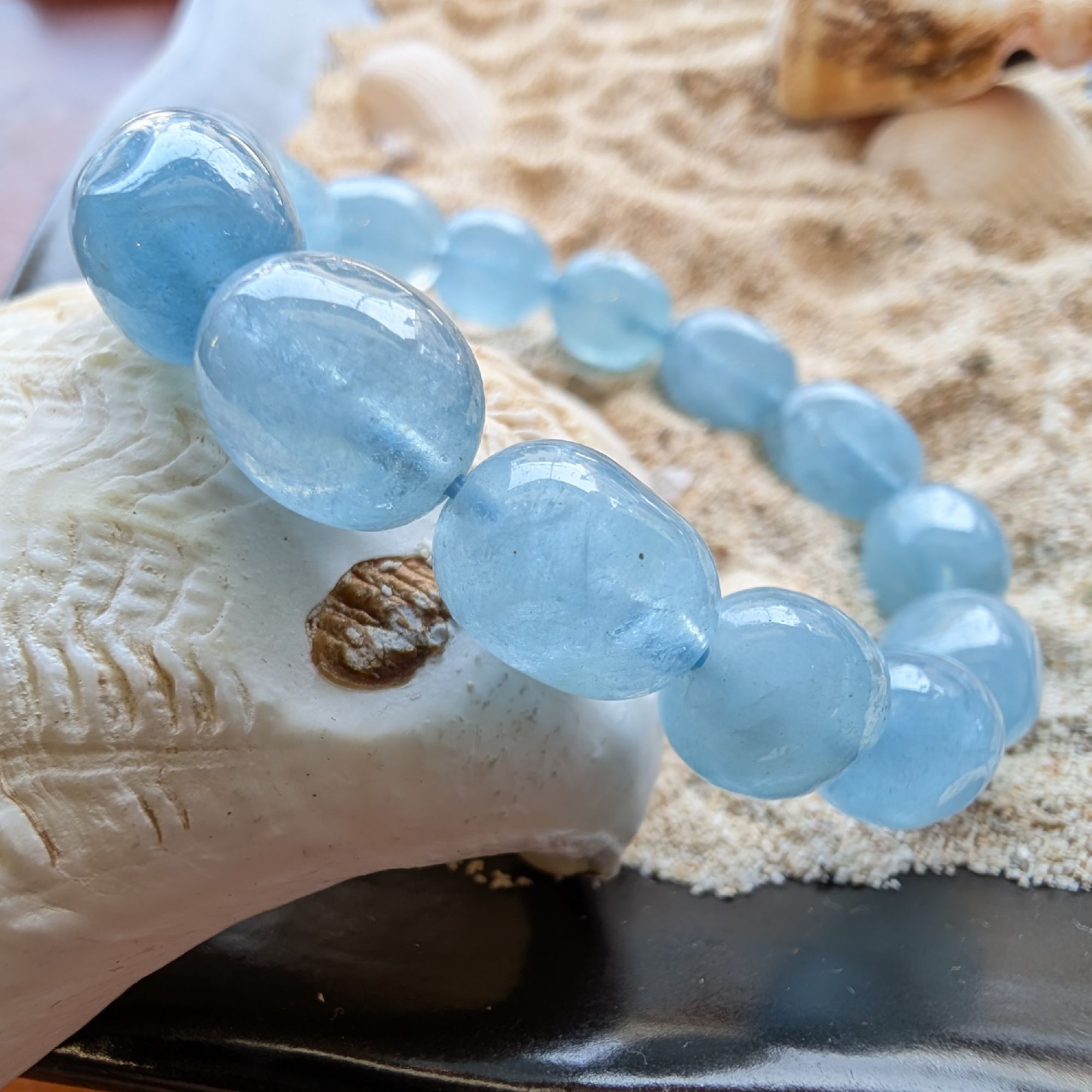 水色が美しい天使の石］一点物 アクアマリン タンブルカット