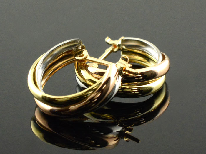 フープピアス レディース トリニティ プラチナ pt900 k18 18k スリー