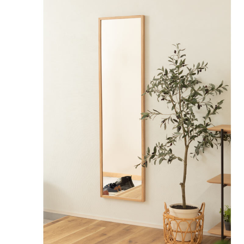 天然木（オーク）の無垢材を使用したスタンドミラー 全身鏡 姿見