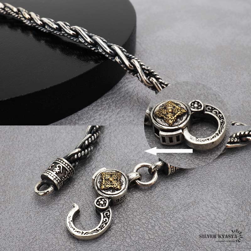 シルバー925 ロープチェーンブレスレット シルバーブレスレット 燻し