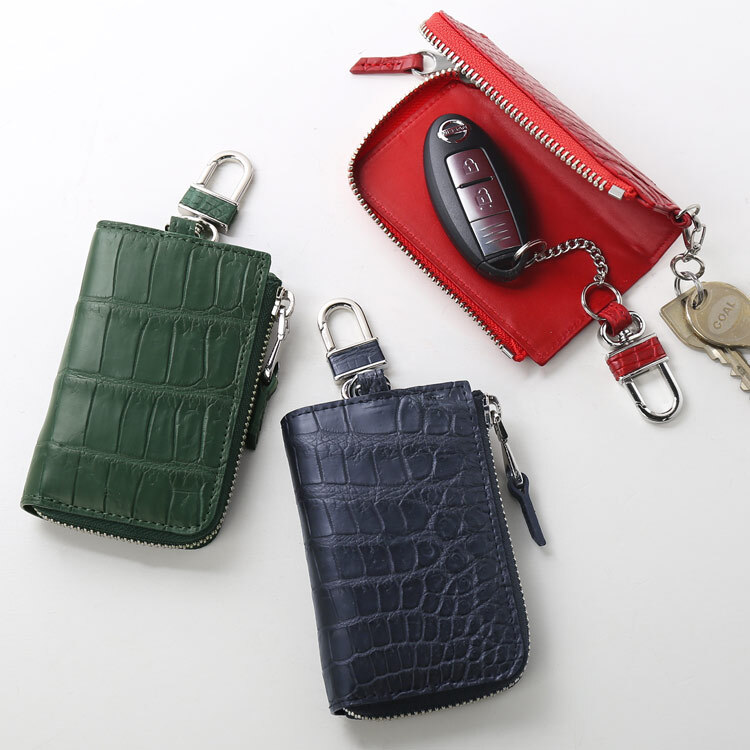 クロコダイル キーケース スマートキー レディース マット 革 カード