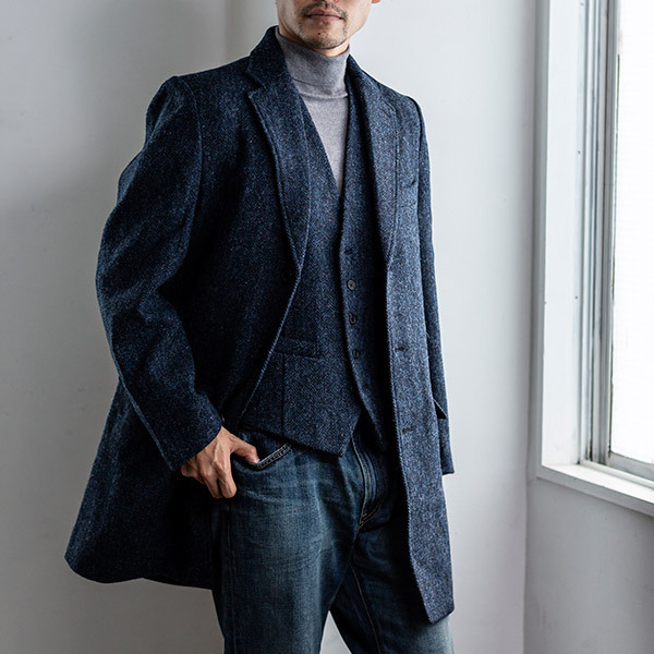 ハリスツイード チェスターコート HARRIS TWEED Herringbone Club 翌日