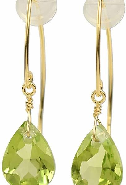 18金 ペリドット 雫ピアス 18k K18 フックピアス (両耳用1ペア