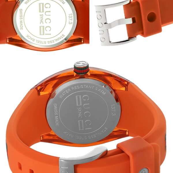 GUCCI グッチ 腕時計 ウォッチ ラバー レディース オレンジ シンク