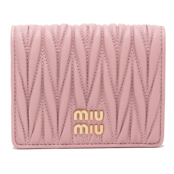ミュウミュウ 二つ折り財布 マテラッセ ミニ財布 ピンク レディース