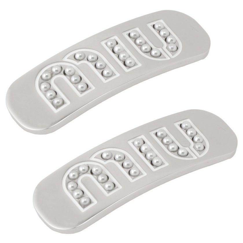 ミュウミュウ MIUMIU バレッタ 5JF086 2DAM F0SAK ミュウ ロゴ パール