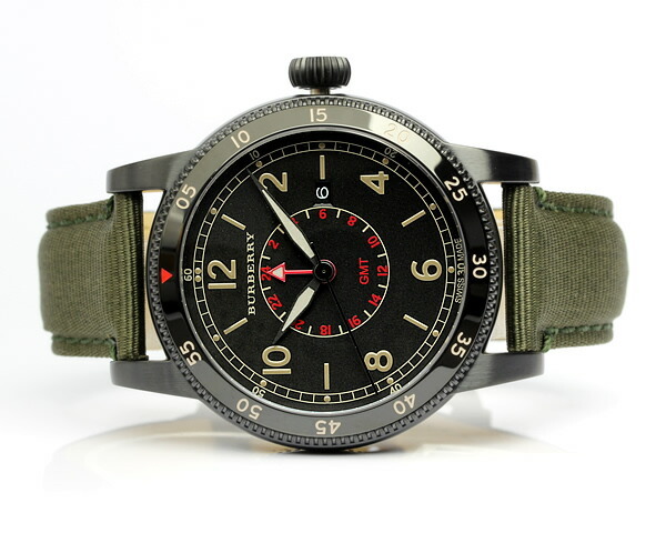 BURBERRY】バーバリー 腕時計 メンズ GMT 100M防水 カーキ 本革レザー