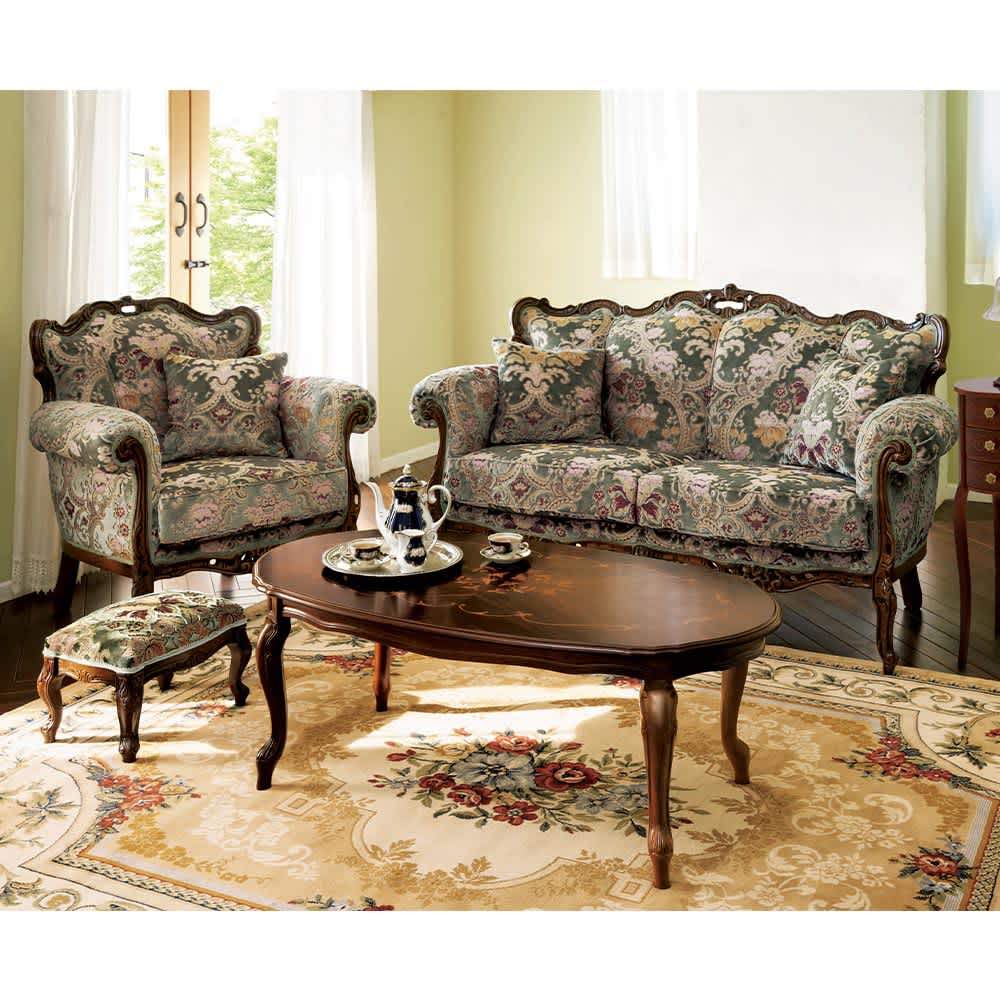 イタリア製 金華山織り張り クラシックデラックスソファII カウチ