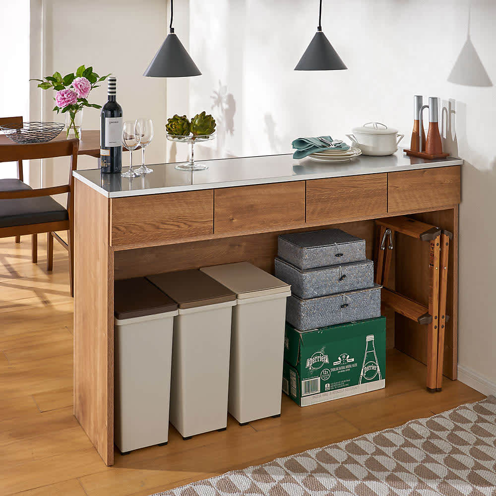 dショッピング |ステンレストップ下段オープン 間仕切りカウンター 幅