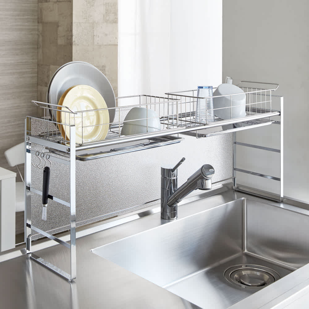 水はねも防げるシンク上目隠し水切りラック 通販 - ディノス