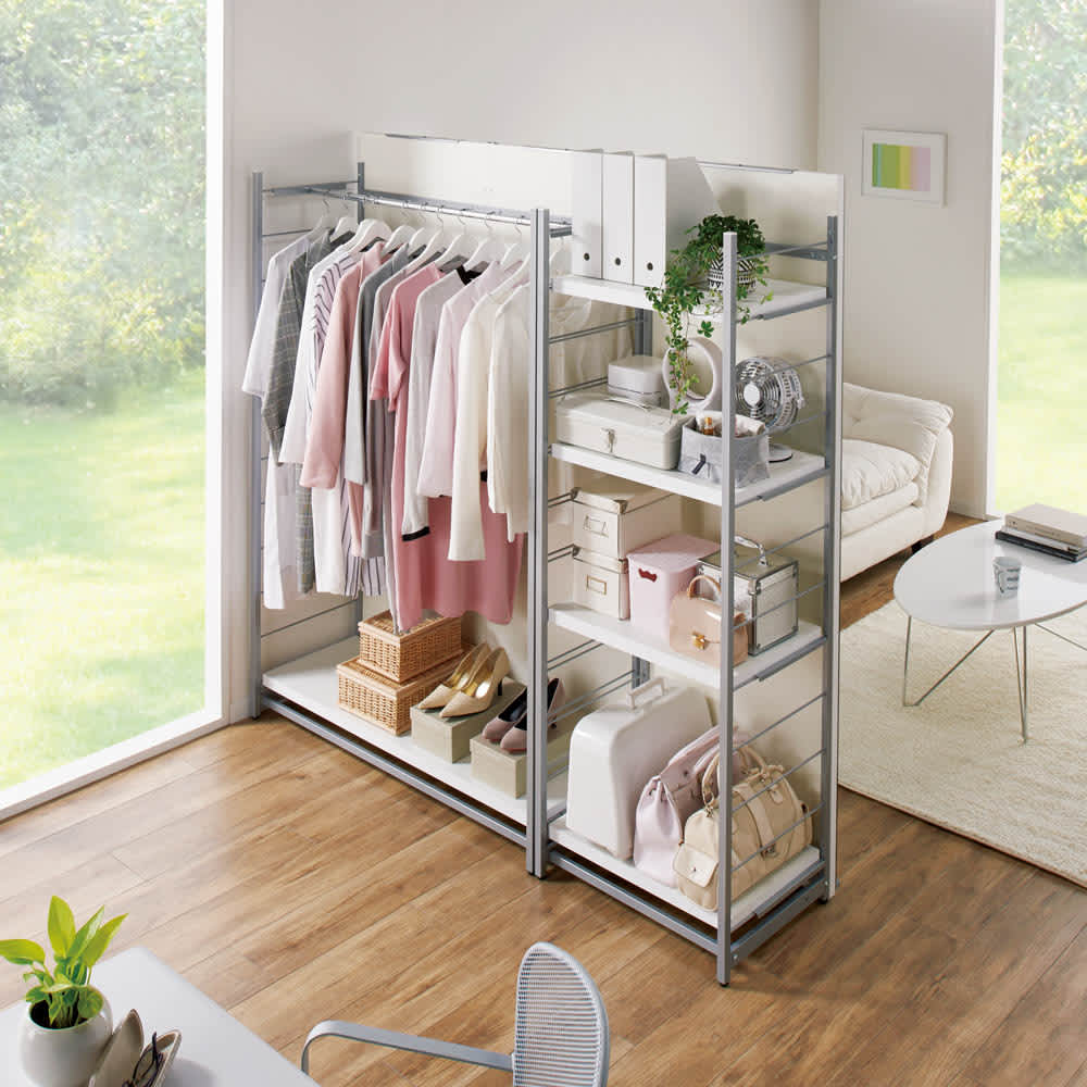 手軽に間仕切り パネル収納ハンガーラック 「ミラータイプ」 ハンガー1