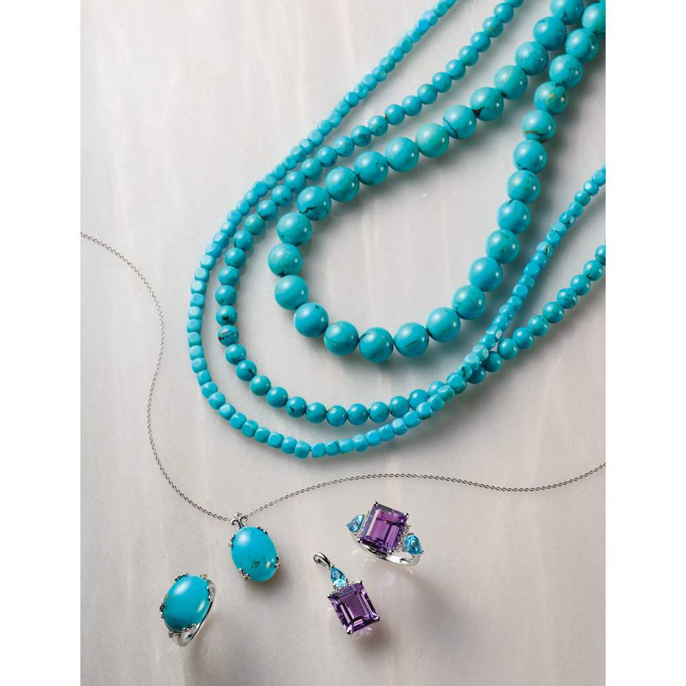 ナチュラルターコイズスクエア ロングネックレス 通販 - ディノス