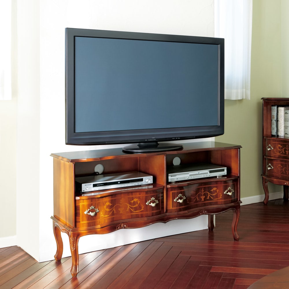 テレビ台 幅111高さ60.5cm 【イタリア製猫脚象嵌シリーズ】 通販