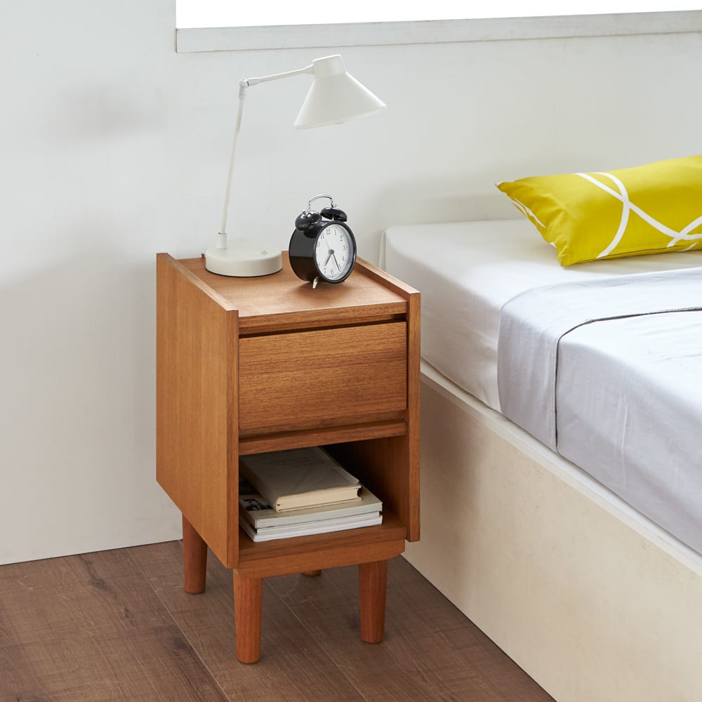 チーク無垢材 アンティーク調 チークスリム チェスト ナイトテーブル