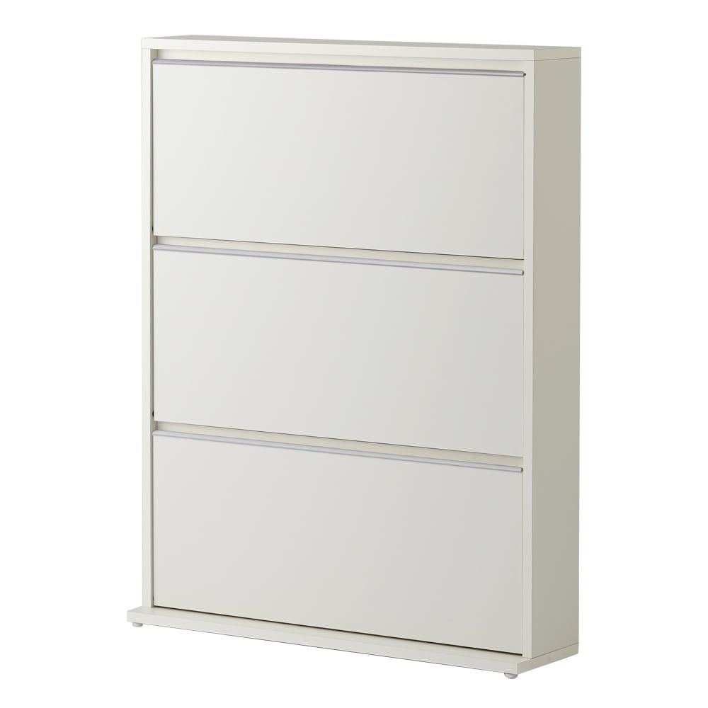 静かに閉まる薄型フラップシューズボックス シングル3段 幅90cm 通販