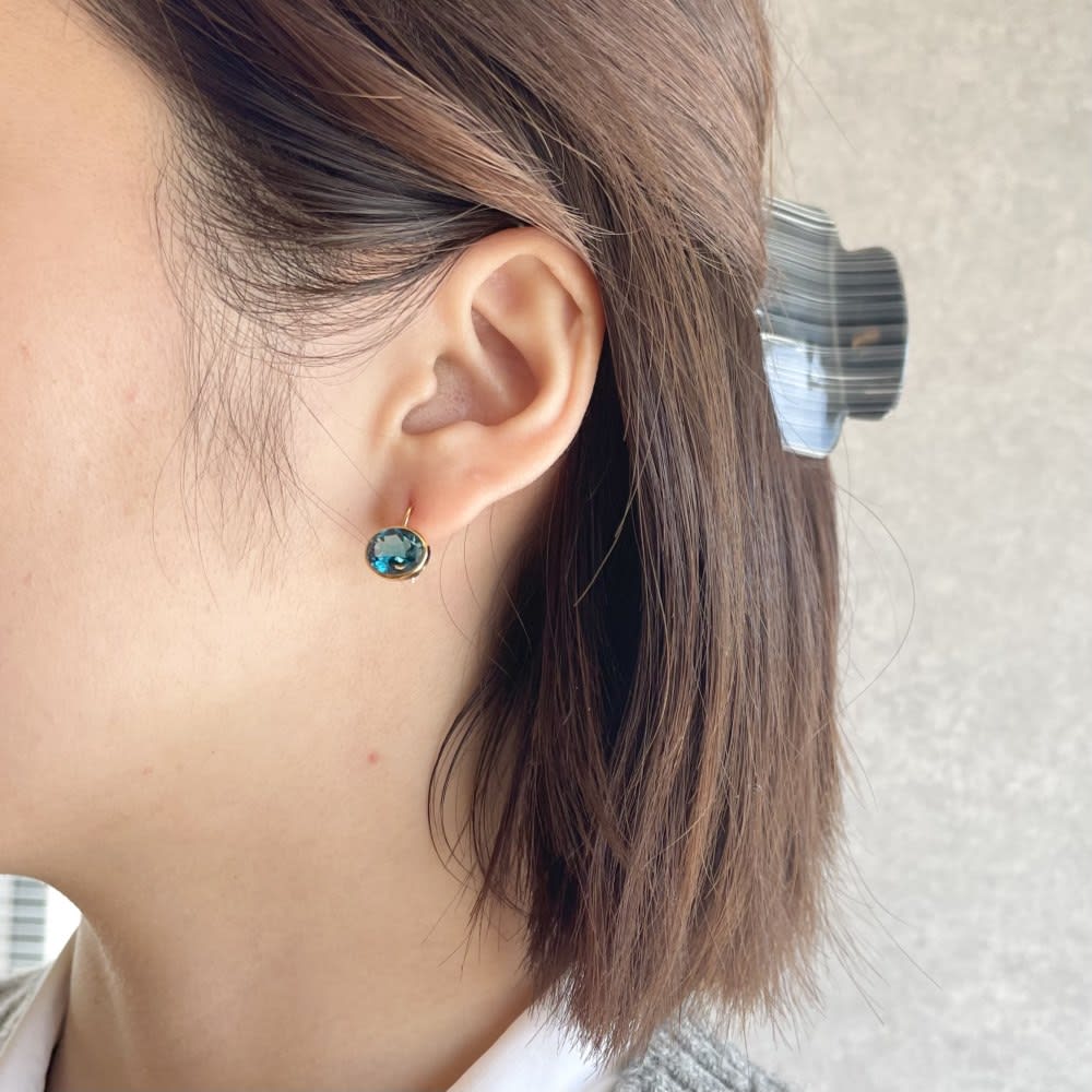 K18 カラーストーン オーバル ピアス 通販 - ディノス