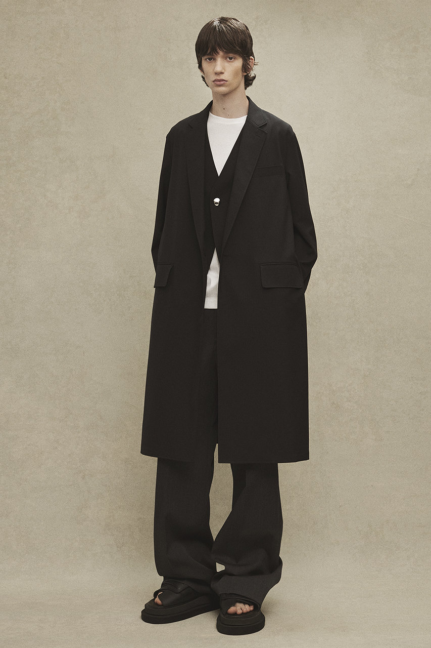THE RERACS(ザ・リラクス)｜【MEN】ルーズチェスターコート/ブラック