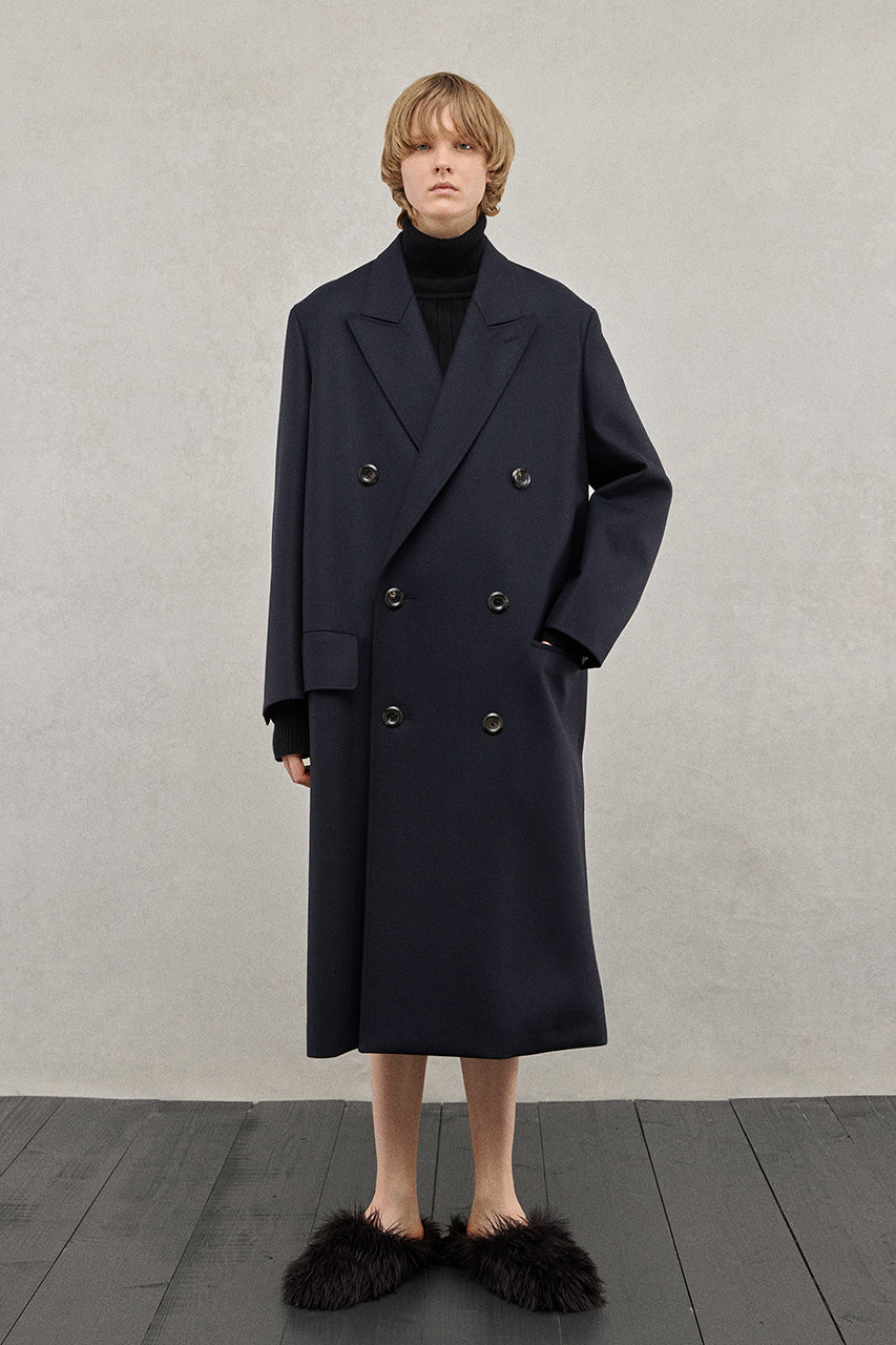 THE RERACS(ザ・リラクス)｜ダブルピークドテーラードコート/ダーク