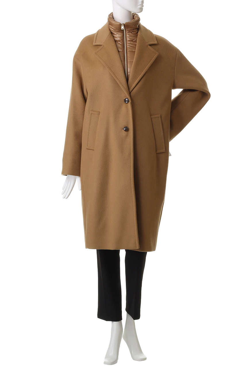 HERNO(ヘルノ)｜ウール中綿コンビ コート/キャメル の通販｜ELLESHOP