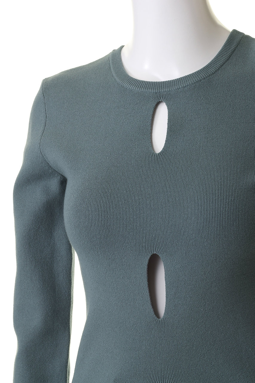 CLANE(クラネ)｜W FACE HOLE KNIT TOPS/トップス/BLUE の通販