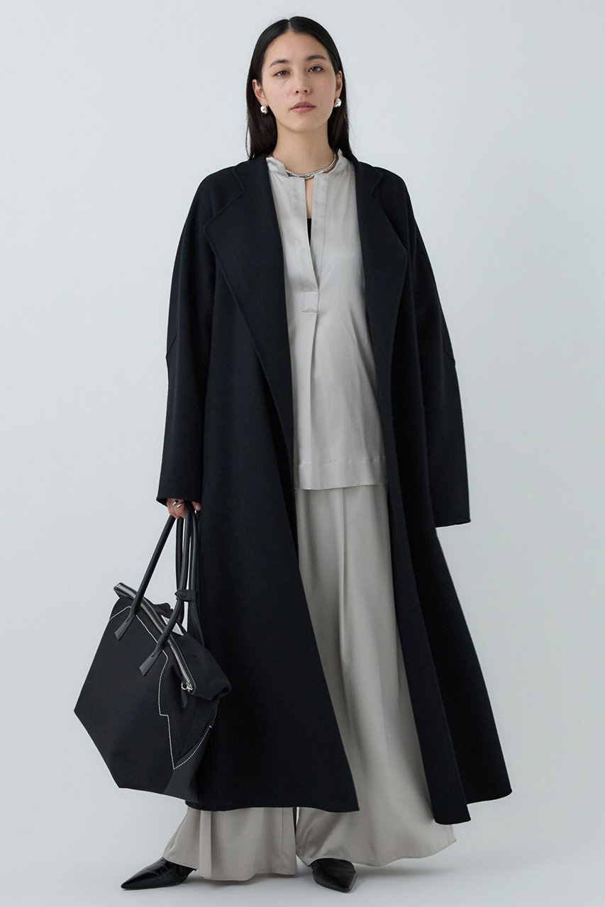 Chaos(カオス)｜アールスーペリアノーカラーロングコート/ブラック の