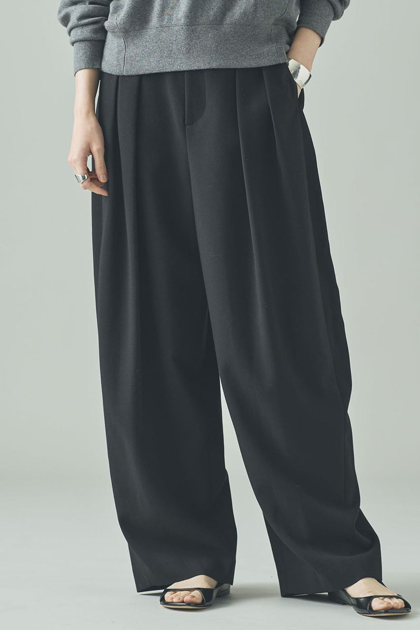 Curensology(カレンソロジー)｜ダブルクロスツータックパンツ/ブラック