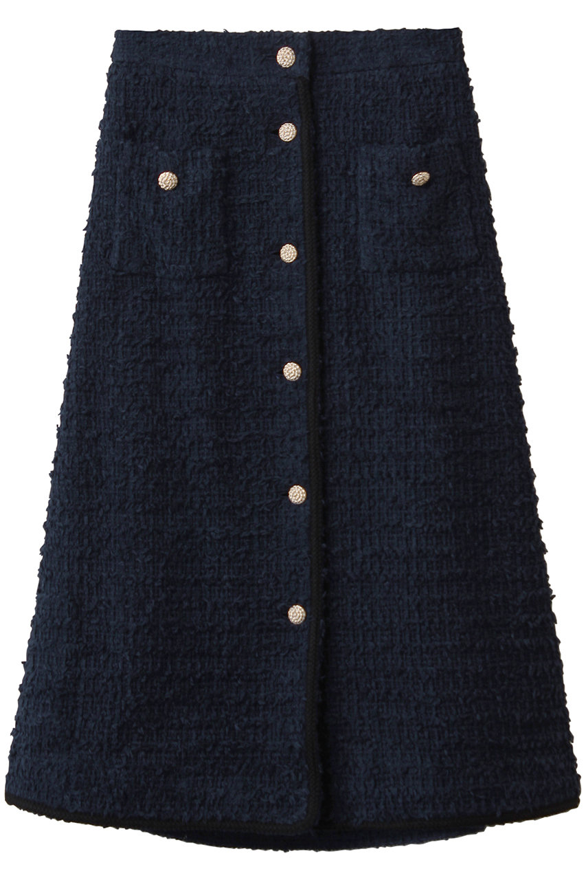 MW(エムダブリュー)｜FRINGE ツイード スカート/ネイビー の通販