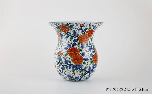 有田焼】花瓶[古伊万里風菊牡丹絵]【源右衛門窯】 - 佐賀県NPO支援