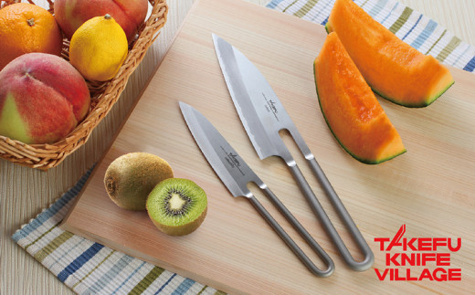 越前打刃物 ステンレス三徳包丁・ペティナイフセット 「クレウス