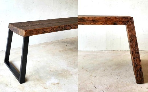 本格木製ベンチ（赤松・鉄脚） 松のベンチ 120cm ふるさと納税 E-mp