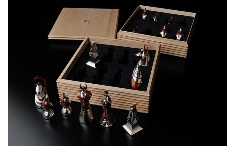 匠チェス（セット）チェスピース黒軍16体 チェスピース朱軍16体 チェス