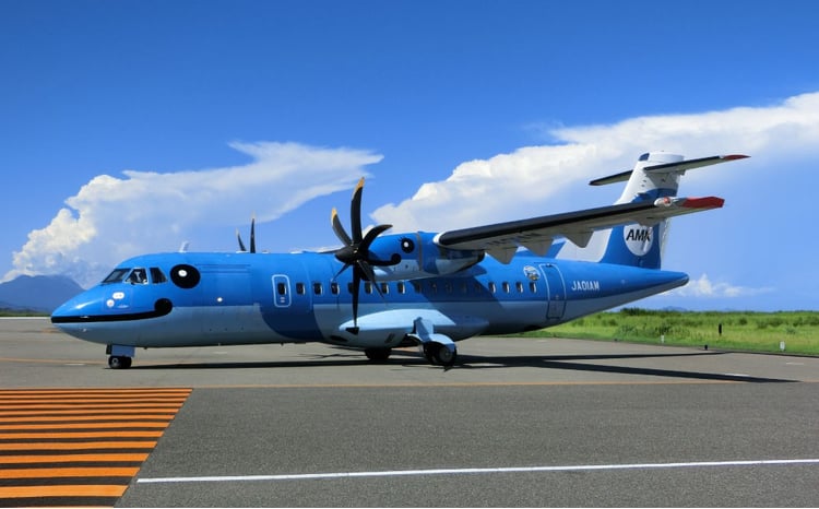 天草空港敷地内の普段立ち入りができない場所で、「みぞか号」の写真が