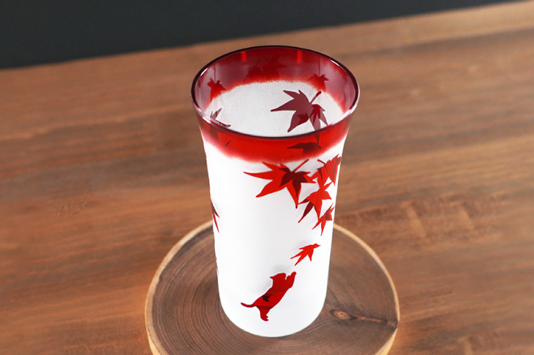 MOMIJI 120【和柄 紅葉 グラス コップ ガラス 彫刻 プレゼント ギフト