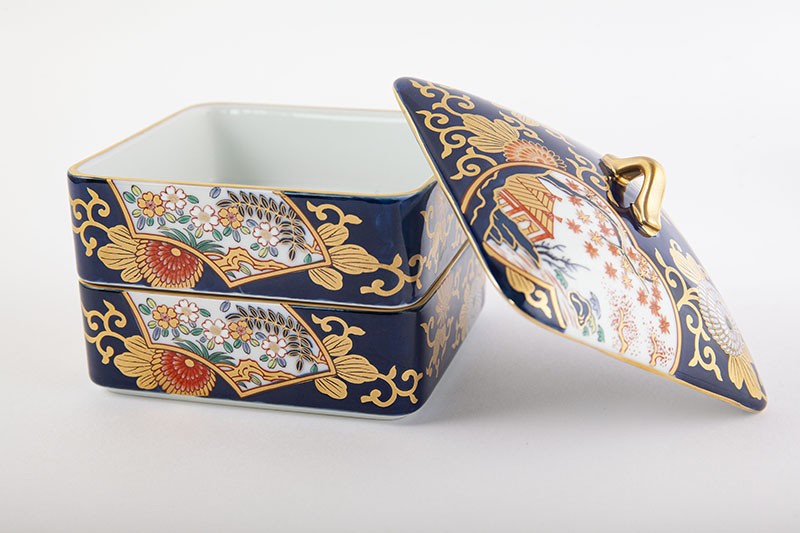 有田焼 其泉 琳派古伊万里様式 二段のお重【賞美堂本店】食器 重箱 二