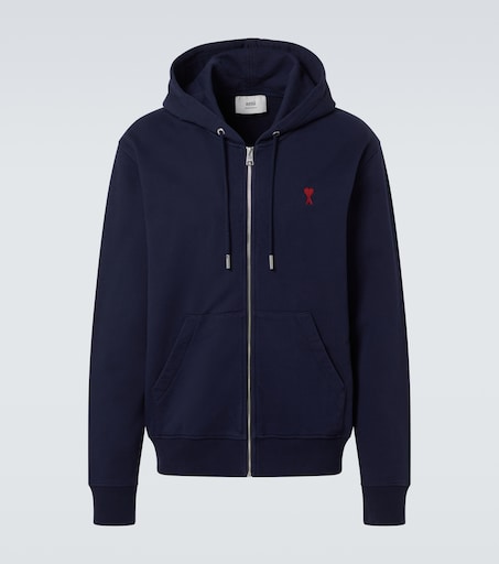 Ami De Cœur cotton hoodie in blue - Ami Paris | Mytheresa