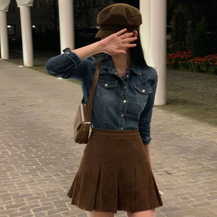 コーデュロイボックスプリーツAラインパンツインミニスカート｜ミニ