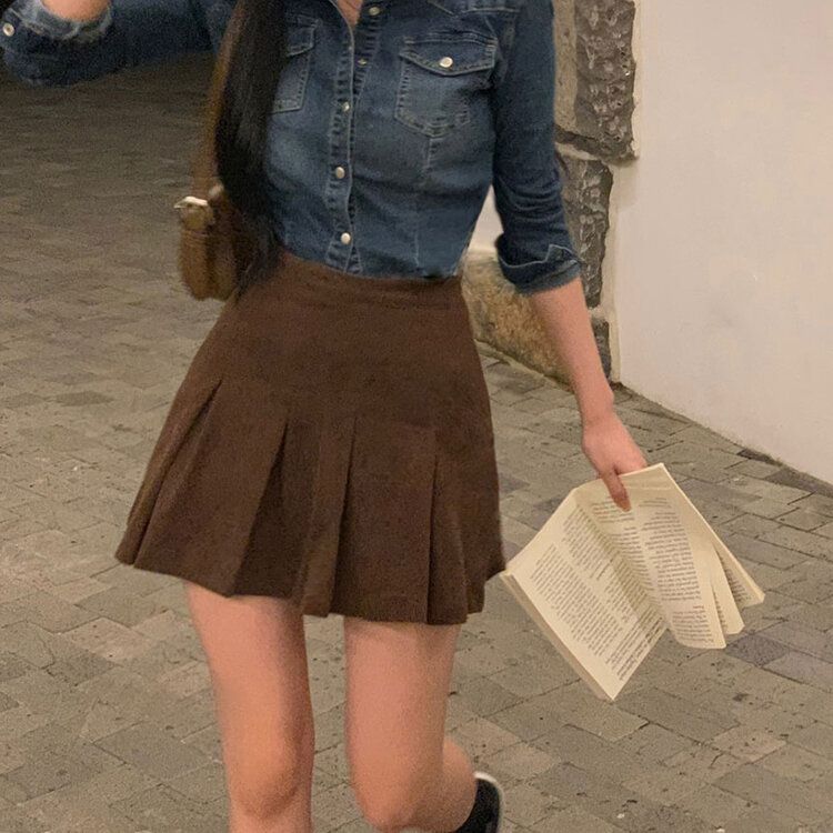 コーデュロイボックスプリーツAラインパンツインミニスカート｜ミニ