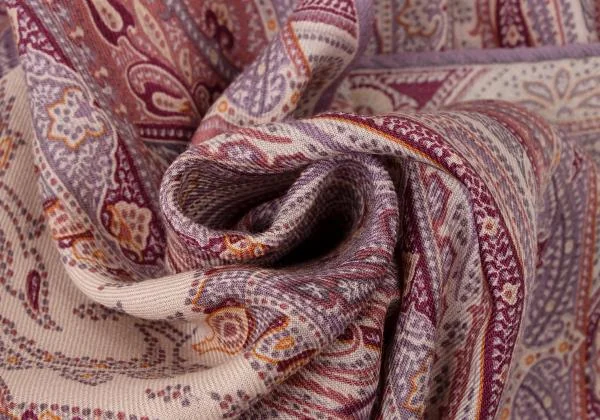 エトロETRO ペイズリー柄フリンジスカーフ 紫 (K-144877)