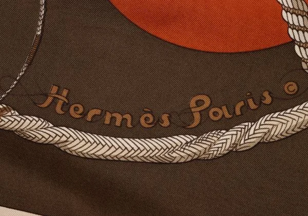 エルメスHERMES カレ90 Clic Clac クリッククラック スカーフ オレンジ