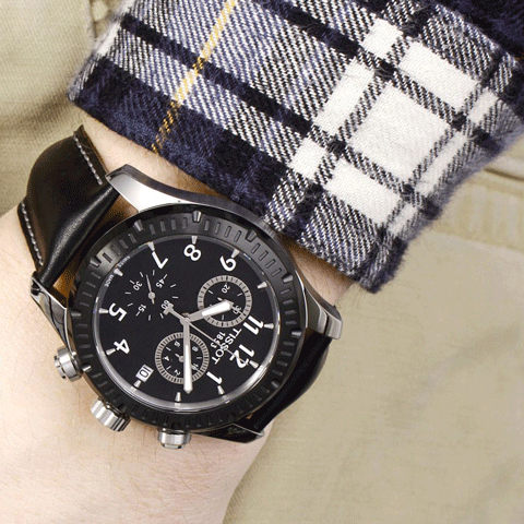 ティソ 腕時計 T-スポーツ V8 T0394172605700 ブラック×ブラックレザー