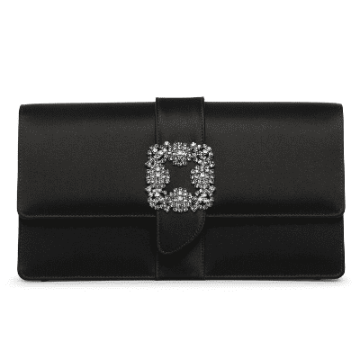 カプリ ブラック サテン クラッチバッグ マノロブラニク