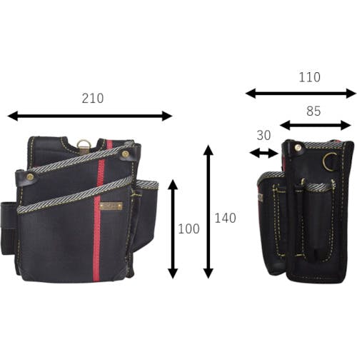 CAINZ-DASH】基陽 進化シリーズ ウエストバッグ2段ポケット（小） 黒