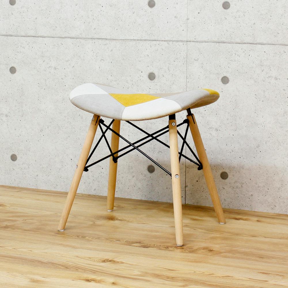 後藤家具物産 パッチワークが可愛いスツール ヨーデル/イエロー色 Size