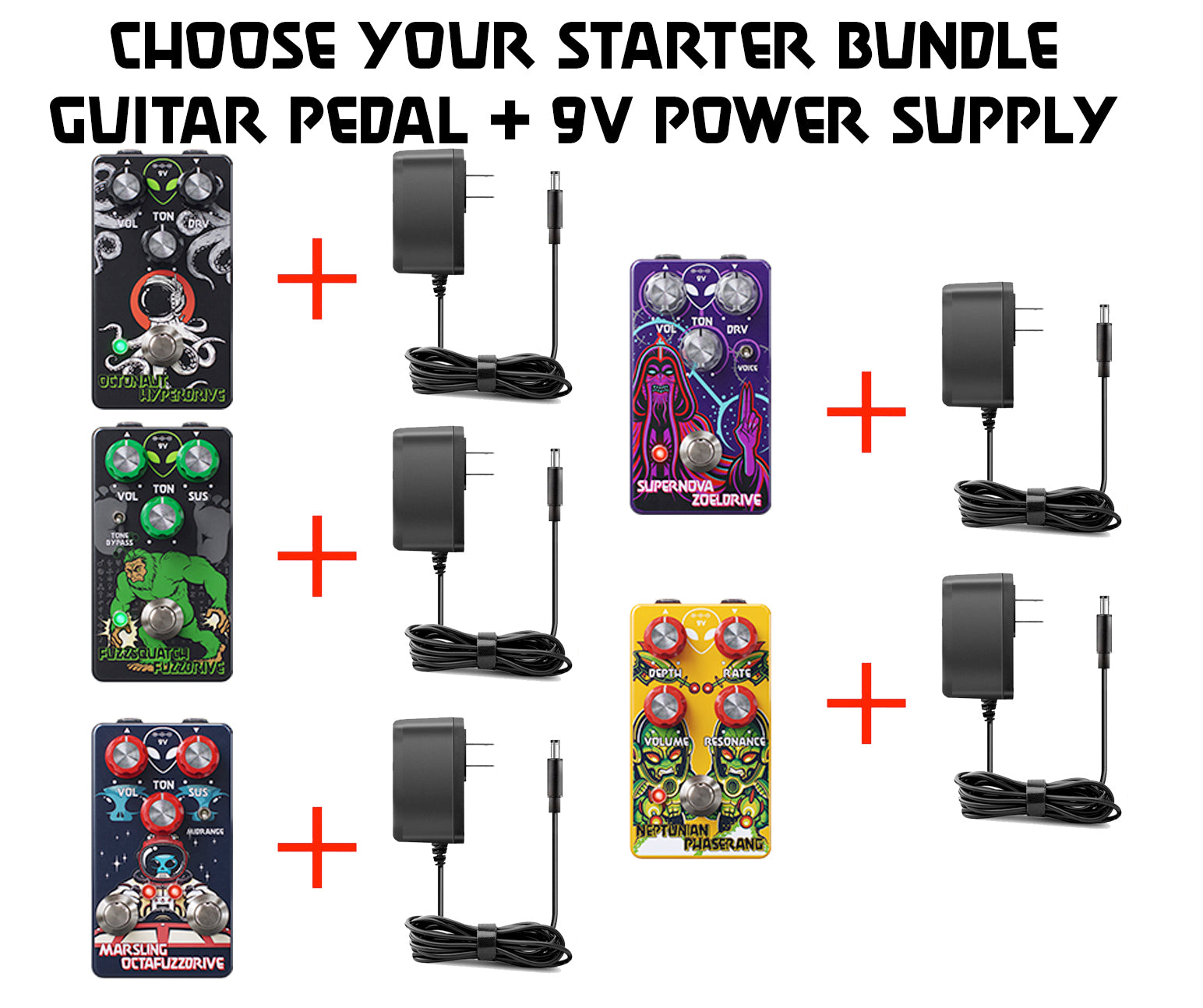 Guitar Pedal and Power Supply Power Bundle (Choose Your Bundle)