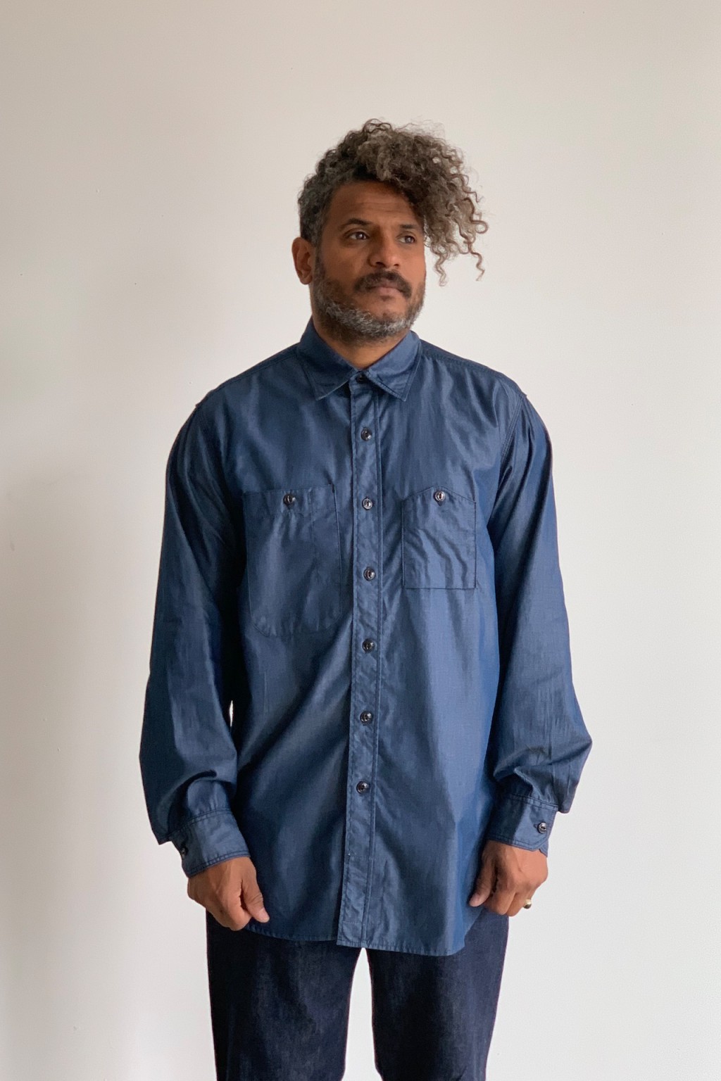 Engineered Garments Work Shirt Dark Blue/Light Denim - Made in USA