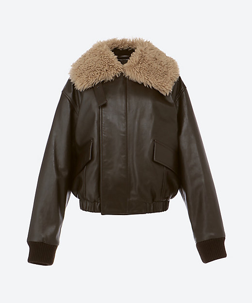 ブルゾン LEATHER BLOUSON WITH SHEARLING