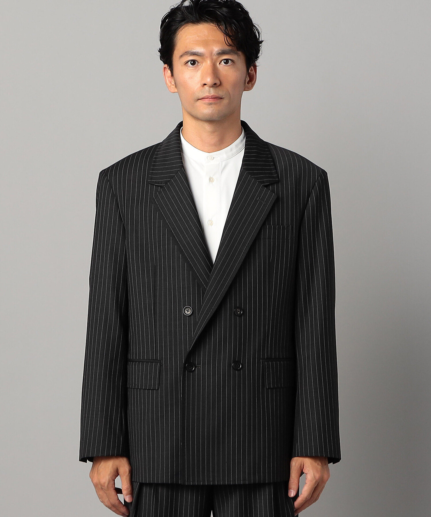 ブライトリーセットアップ】マニッシュストライプ 2WAYストレッチ