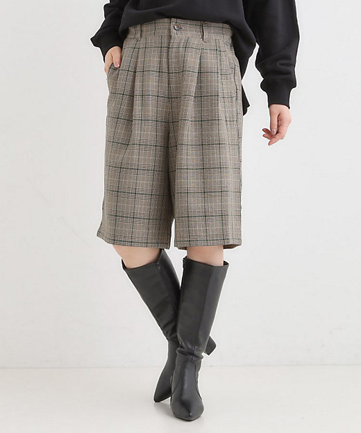 セットアップ可】チェック柄タックハーフパンツ（2002551052