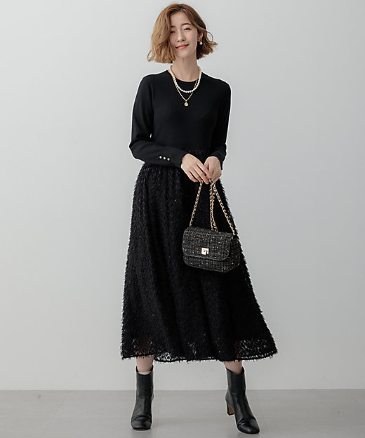 滝沢眞規子さん着用／一部店舗限定／洗える】ニットコンビジャカード