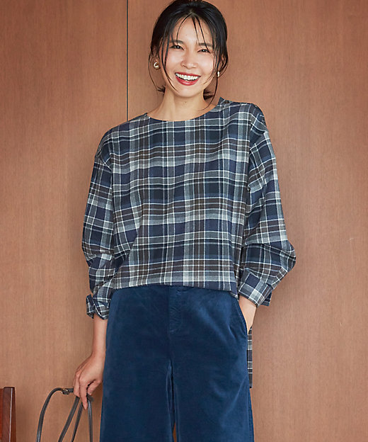 洗える】CANCLINI メルトン チェック ブラウス